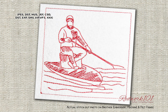 Fishing on Paddleboard Redwork: Apparel Design Review