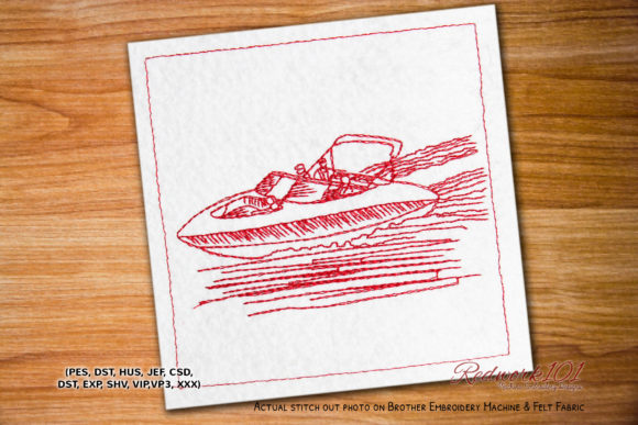 Jetski Speedboat Redwork: A Designer’s Stitch Test