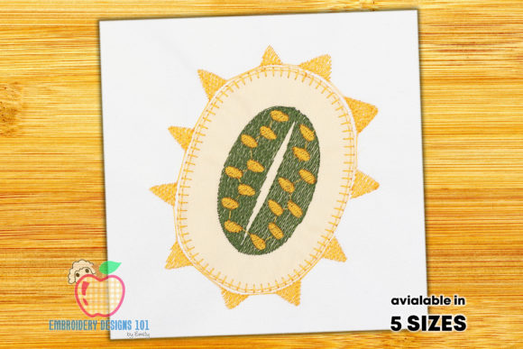 Kiwano Fruit with Seeds: Exotic Embroidery Design