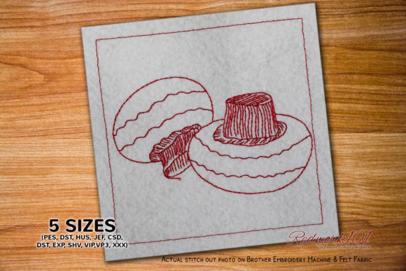 White Button Mushroom Redwork for Apparel